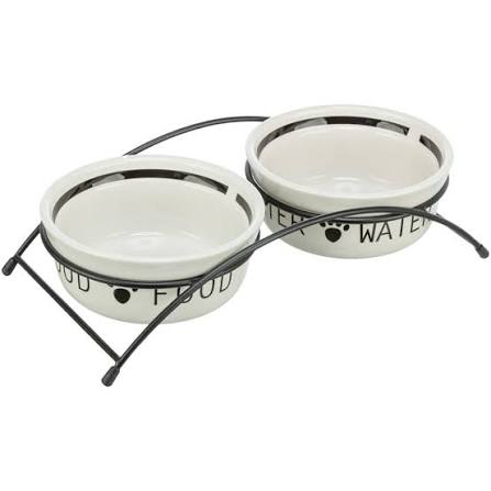 Trixie Eat on Feet Bowl Set Ceramic 2 x 0.25l / 13cm White / Black